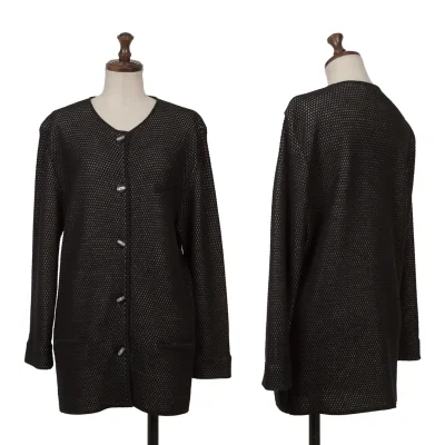 Christian Dior Wool Rayon Design Weave Knit Cardigan