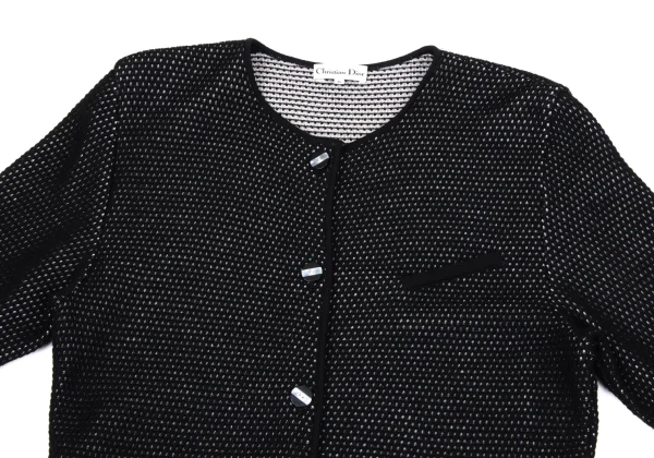 Christian Dior Wool Rayon Design Weave Knit Cardigan K-164703_003