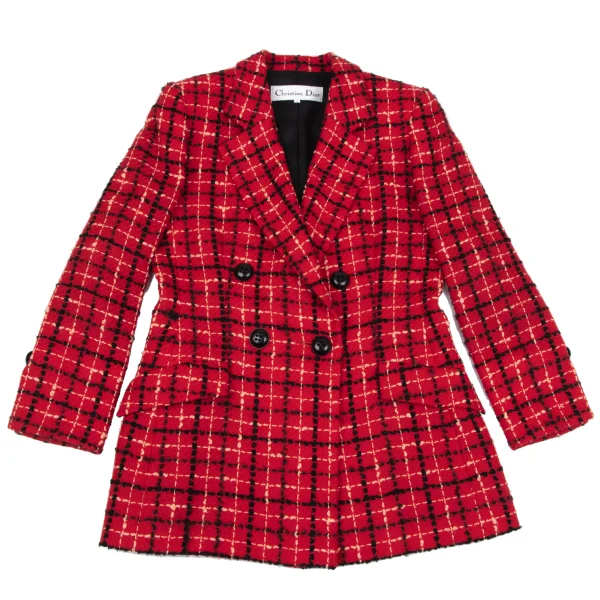 Christian Dior Wool Blend Stitch Check Jacket K-164704_002