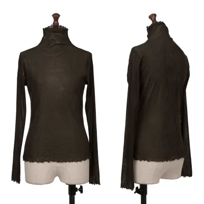 HIROKO KOSHINO Flocked Print See-through Mesh Top