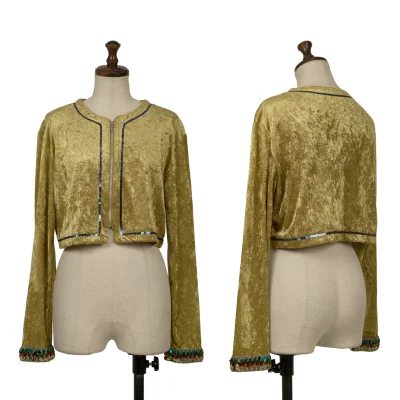 JUNIOR GAULTIER Sequined Velour Collarless Short Jacket