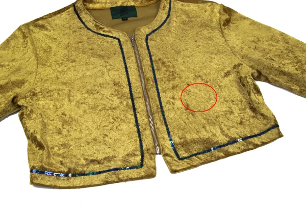 JUNIOR GAULTIER Sequined Velour Collarless Short Jacket K-164712_011