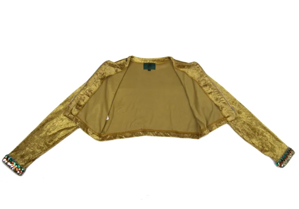 JUNIOR GAULTIER Sequined Velour Collarless Short Jacket K-164712_013