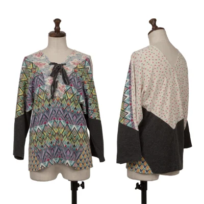 tricot COMME des GARCONS Pattern Switching Lace-up Top