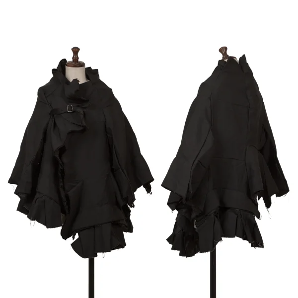 コムデギャルソンCOMME des GARCONS 裁ち切りパッチワークベルテッドジャケット 黒S