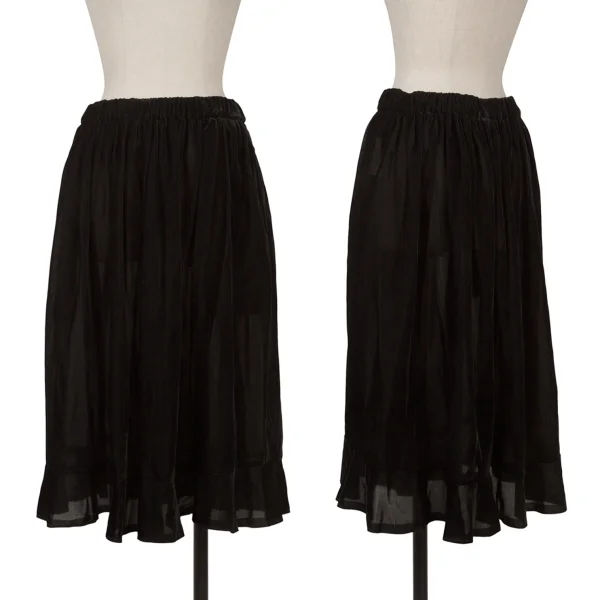 BLACK COMME des GARCONS Hem Switching Velour Sheer Skirt Black S K-164725_001