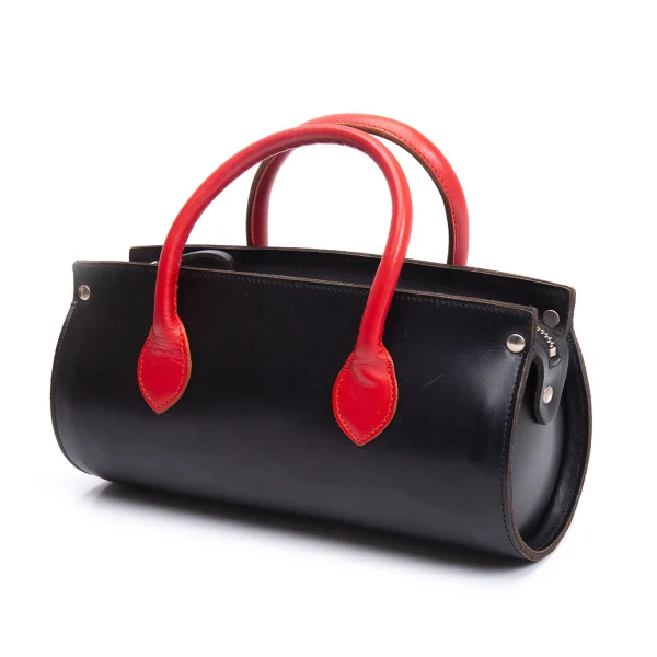 COMME des GARCONS Color Handle Leather Mini Boston Bag Black  K-164726_001