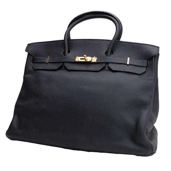 HERMES AD2003 G-engraved Birkin 40 Leather Bag Navy  K-164730_001