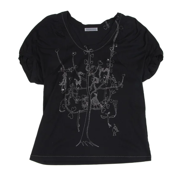 TSUMORI CHISATO Bird Glitter Print Short Sleeve Top K-164731_002