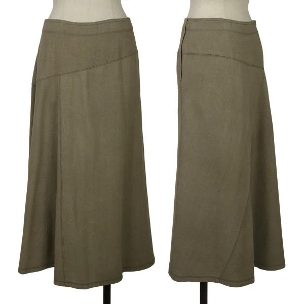 Plantation Washed Wool Bias Switching Skirt Beige L K-164736_001