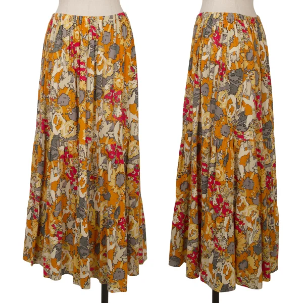 Plantation Cotton Floral Print Skirt Orange,Multi-Color M K-164737_001