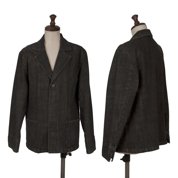 Plantation Cotton Distressed Denim Tailored Jacket Black M K-164743_001