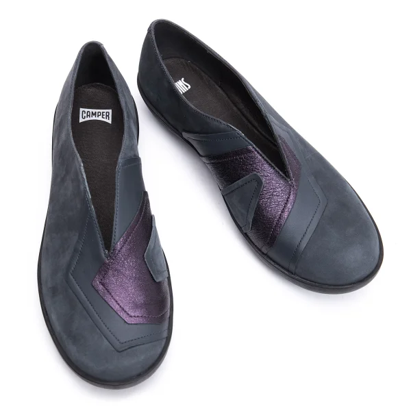 CAMPER Metallic Switching Leather Shoes Navy 38 K-164748_001