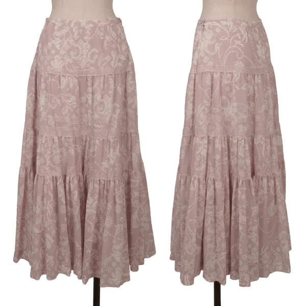 INGEBORG Floral Printed Lace Embellished Skirt Pink M K-164751_001