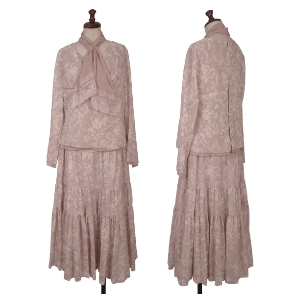 INGEBORG Floral Printed Lace Blouse & Skirt Pink M K-164752_001