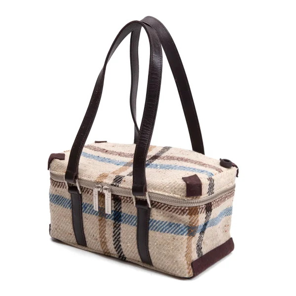 Aquascutum Checker Square Hand Bag Beige  K-164761_001