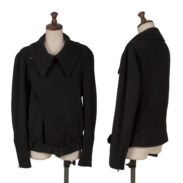 ワイズY's ウールフランネルバイカージャケット 黒2