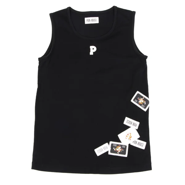 PINK HOUSE Cotton Initial Printed Patch Design Tank Top K-164776_002