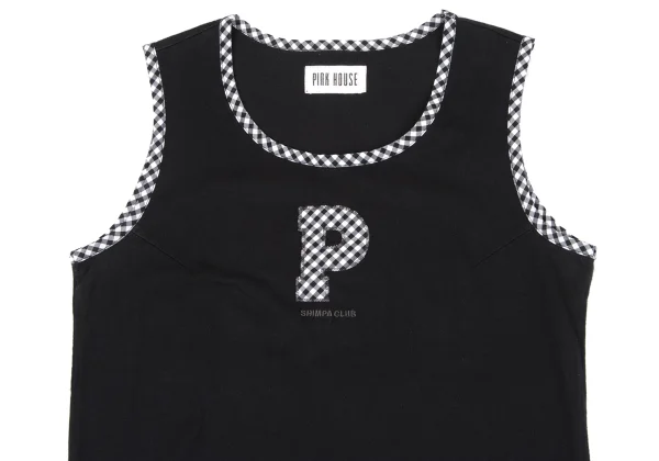 PINK HOUSE Cotton Initial Patch Check Piping Design Tank Top K-164777_003