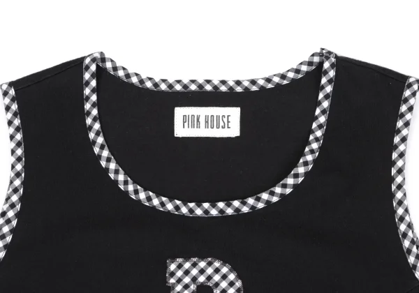 PINK HOUSE Cotton Initial Patch Check Piping Design Tank Top K-164777_004