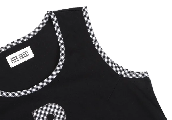 PINK HOUSE Cotton Initial Patch Check Piping Design Tank Top K-164777_005