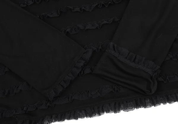 PINK HOUSE Acrylic Blend Mesh Frill Design Stretch T-shirt K-164778_005