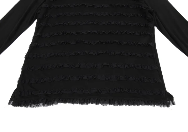 PINK HOUSE Acrylic Blend Mesh Frill Design Stretch T-shirt K-164778_006