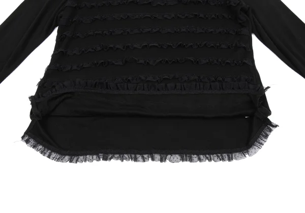 PINK HOUSE Acrylic Blend Mesh Frill Design Stretch T-shirt K-164778_008