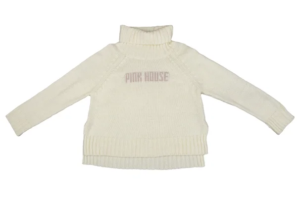 PINK HOUSE Acrylic Wool Logo Woven Low Gauge Turtleneck Knit K-164779_002