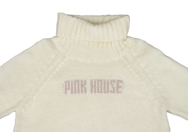 PINK HOUSE Acrylic Wool Logo Woven Low Gauge Turtleneck Knit K-164779_003