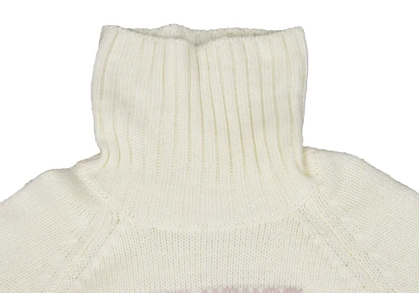 PINK HOUSE Acrylic Wool Logo Woven Low Gauge Turtleneck Knit K-164779_005