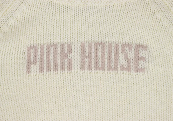 PINK HOUSE Acrylic Wool Logo Woven Low Gauge Turtleneck Knit K-164779_006