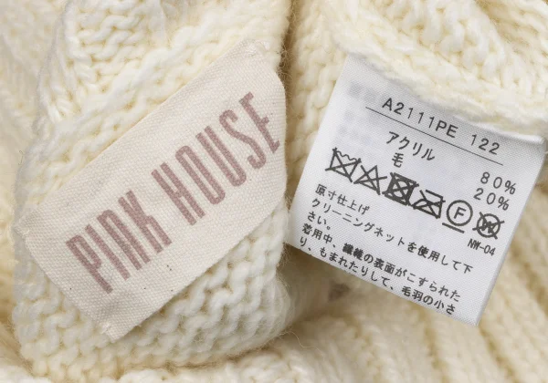 PINK HOUSE Acrylic Wool Logo Woven Low Gauge Turtleneck Knit K-164779_013