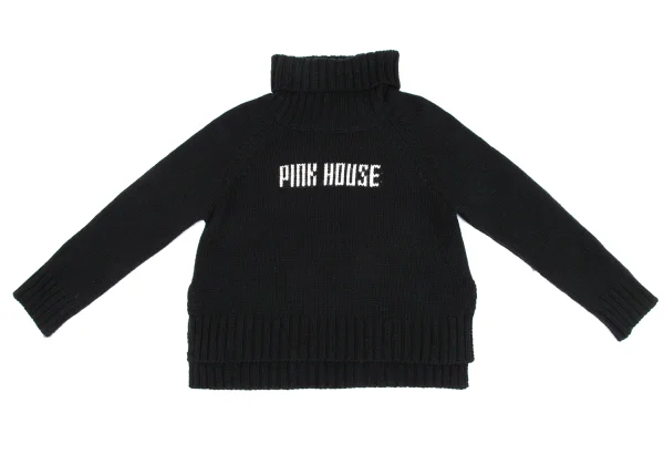 PINK HOUSE Acrylic Wool Logo Woven Low Gauge Turtleneck Knit K-164780_002