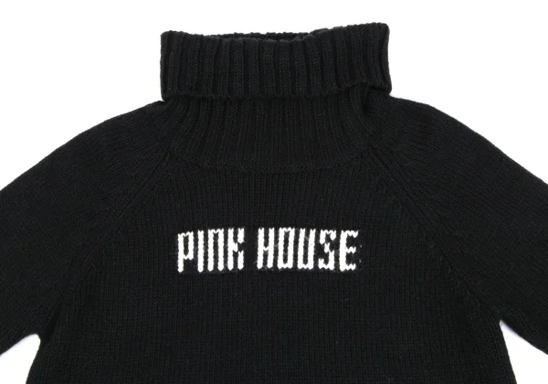 PINK HOUSE Acrylic Wool Logo Woven Low Gauge Turtleneck Knit K-164780_003