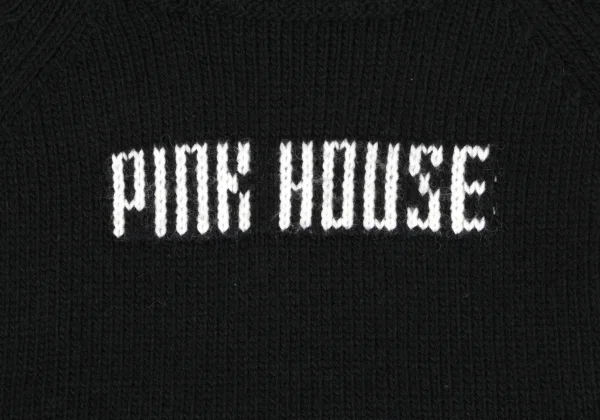 PINK HOUSE Acrylic Wool Logo Woven Low Gauge Turtleneck Knit K-164780_006