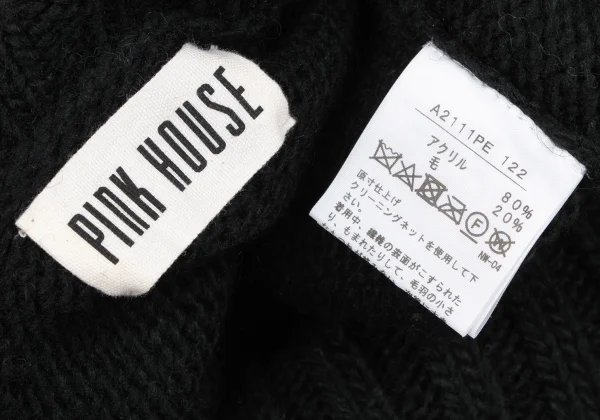 PINK HOUSE Acrylic Wool Logo Woven Low Gauge Turtleneck Knit K-164780_013