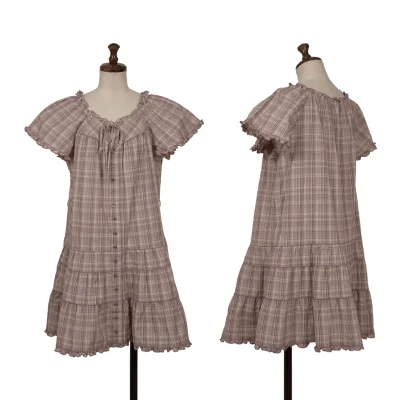 PINK HOUSE Check Frill Blouse Tunic