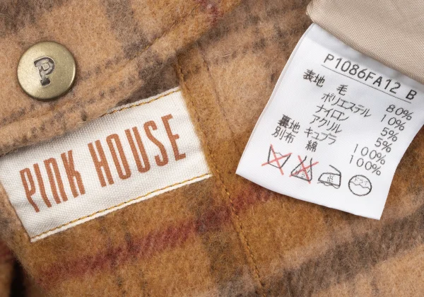 PINK HOUSE Wool Blend Pocket Design Check Overall Dress K-164783_018