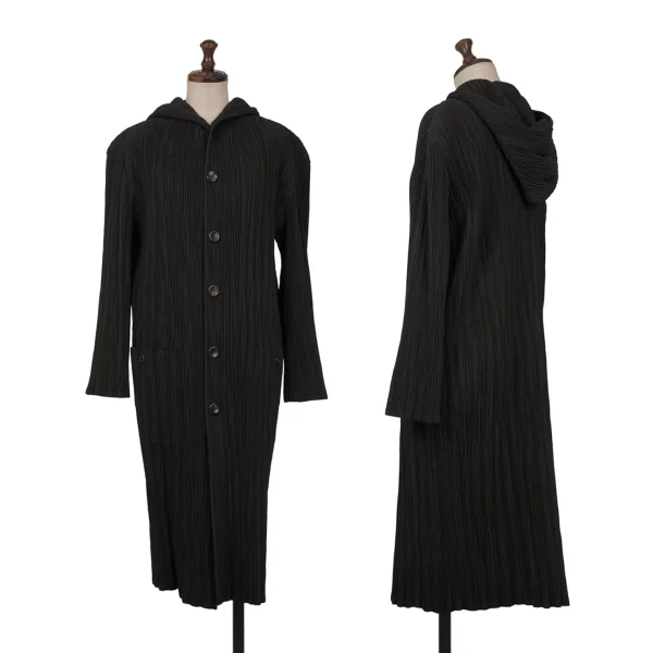 ISSEY MIYAKE Crape Hooded Coat Black M K-164797_001