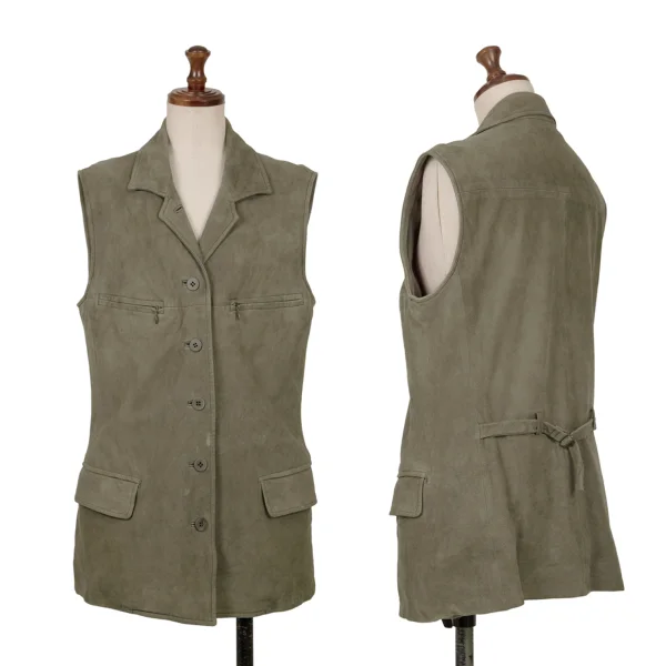 ISSEY MIYAKE Goat Suede Sleeveless Jacket Mocha L K-164798_001