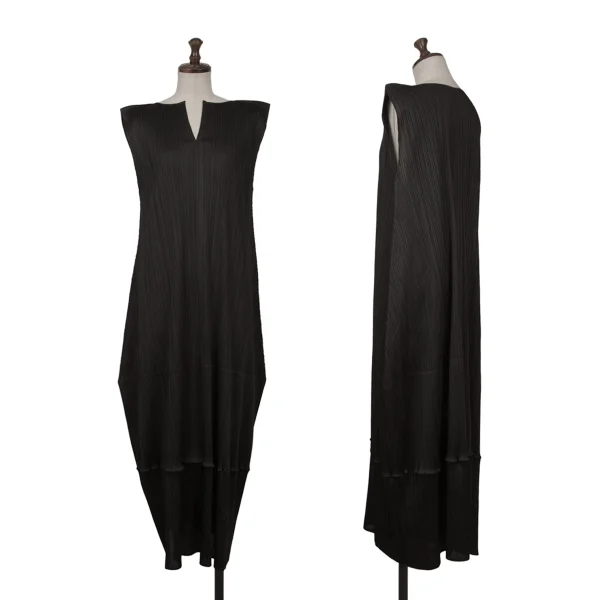 ISSEY MIYAKE Pleats Skipper Sleeveless Dress Black S K-164799_001