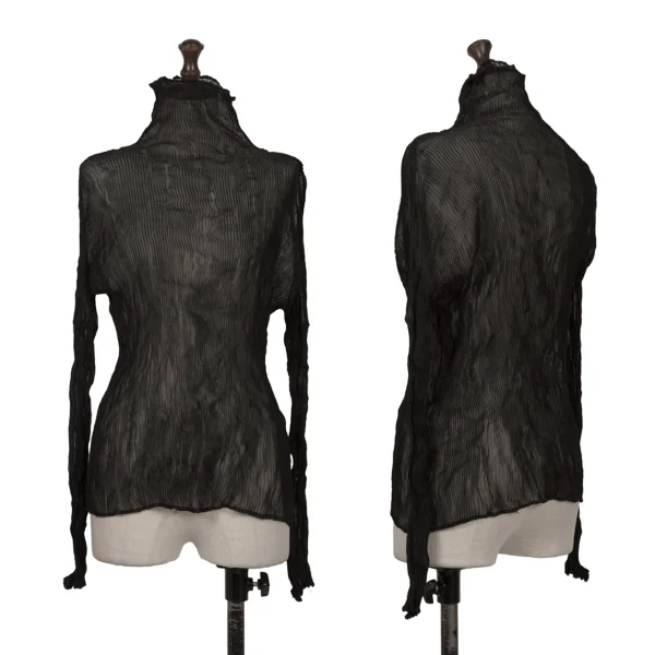 ISSEY MIYAKE Wrinkle Pleats See-through Top Black S-M K-164801_001