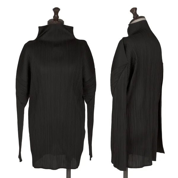 ISSEY MIYAKE Pleats Turtle Neck Top Black L K-164802_001