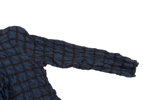 ISSEY MIYAKE HaaT Silk Blend Check Embroidered Short Jacket K-164809_004