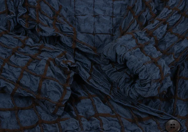 ISSEY MIYAKE HaaT Silk Blend Check Embroidered Short Jacket K-164809_005