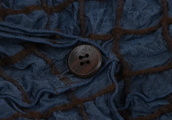 ISSEY MIYAKE HaaT Silk Blend Check Embroidered Short Jacket K-164809_007