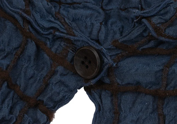 ISSEY MIYAKE HaaT Silk Blend Check Embroidered Short Jacket K-164809_009