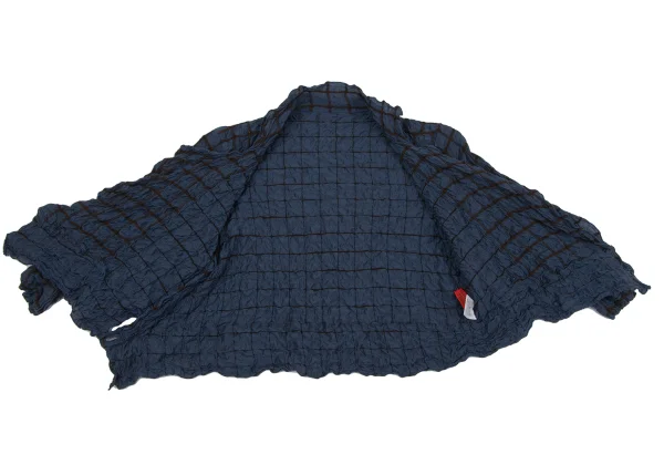 ISSEY MIYAKE HaaT Silk Blend Check Embroidered Short Jacket K-164809_010