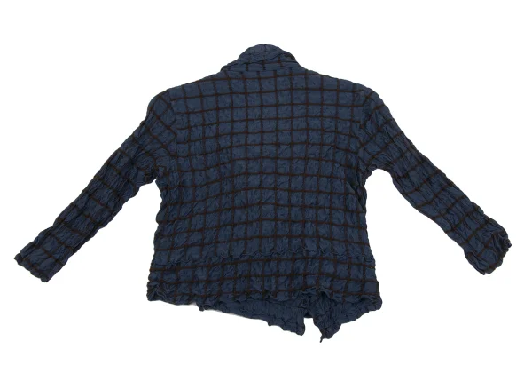 ISSEY MIYAKE HaaT Silk Blend Check Embroidered Short Jacket K-164809_011
